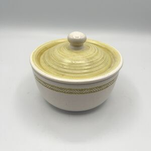 Franciscan Earthenware Sugar Bowl With Lid, Hacienda Green Pattern, USA